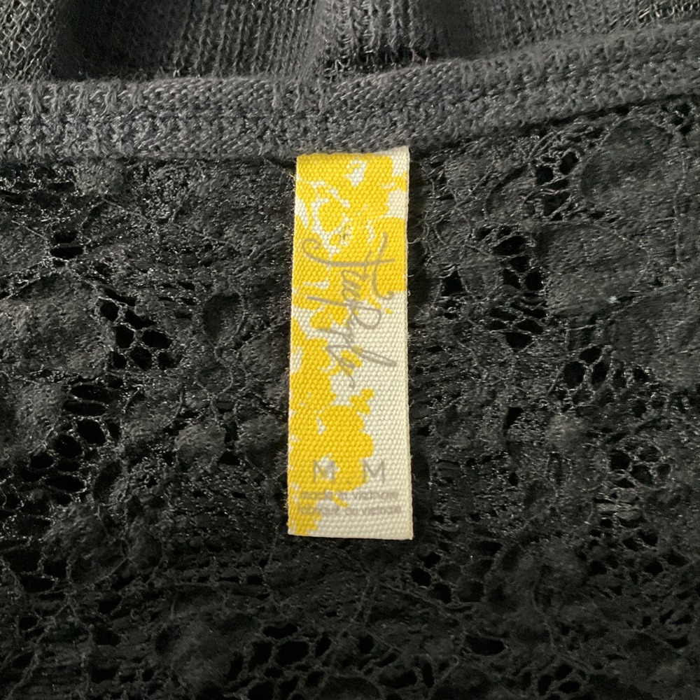 Free People Top Sz M Black‎ Lace Ruffle Layered Open Back Sleeveless Whimsigoth - Picture 3 of 8